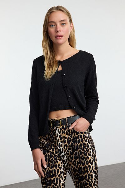Trendyol Collection Soft Knitwear Blouse and Cardigan Set - Black Twoaw25Hi00235