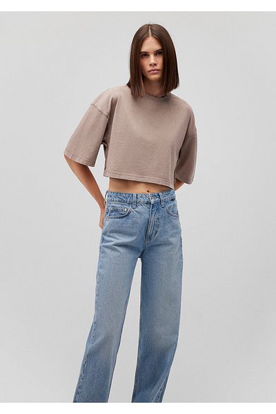 Mavi Braunes kurz geschnittenes Crop-T-Shirt - 1612662 -70364