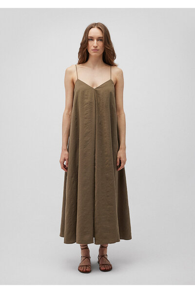 Mavi Lux Touch V Yaka Yeşil Elbise 1310139-71589