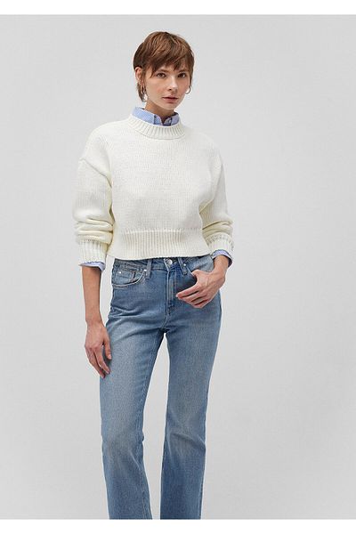 Mavi Pulover Crop Alb - Decolteu Crew, Regular Fit 1710515 -70057