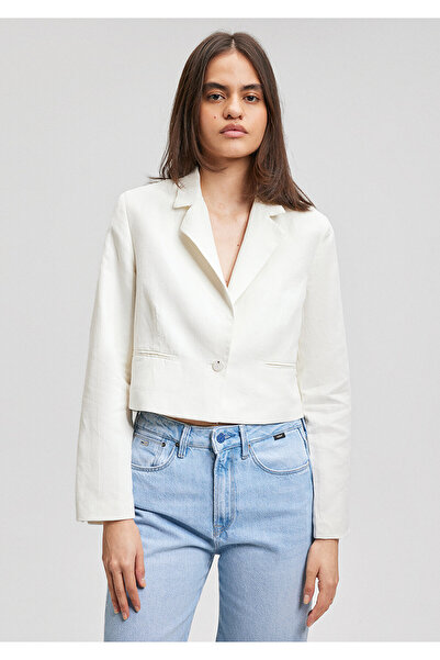 Mavi Keten Karışımlı Beyaz Blazer 1110409-71609