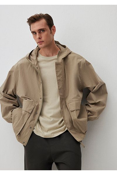 Mavi Beige Hooded Oversize Jacket - 0110367 -86749