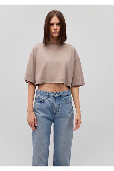 Mavi Braunes kurz geschnittenes Crop-T-Shirt - 1612662 -70364