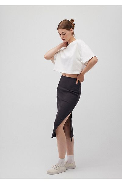 Mavi Black Midi Skirt - Slit Detail1310564-70087