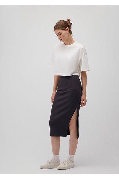 Mavi Black Midi Skirt - Slit Detail1310564-70087