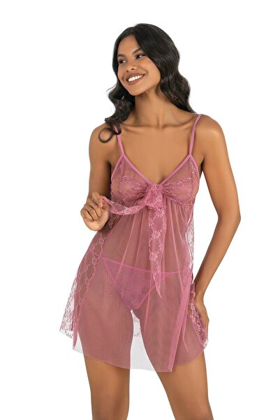 PRIMODA Νυχτικό από τούλι Dusty Rose 4225