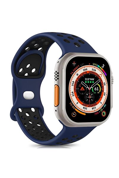 Microsonic Apple Watch Series 10 46mm Kordon Rainbow Band Lacivert Siyah