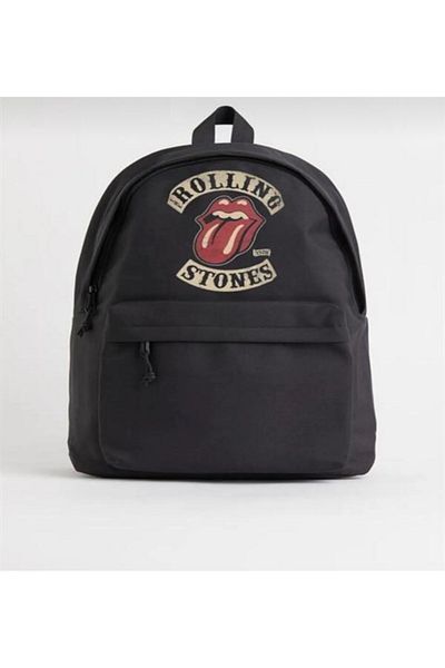 Denik Rolling Stones τυπωμένο μαύρο μαύρο φορητό υπολογιστή Σχολικό μάθημα Camping Travel Trip Καθημερινή χρήση Σακίδιο πλάτης