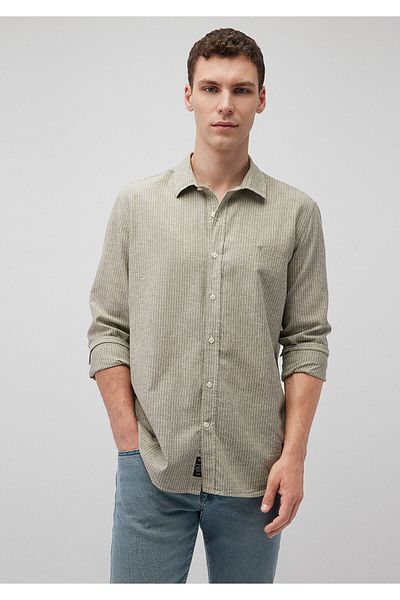 Mavi Green Striped Slim Fit Tencel Shirt - 0211081 -71481