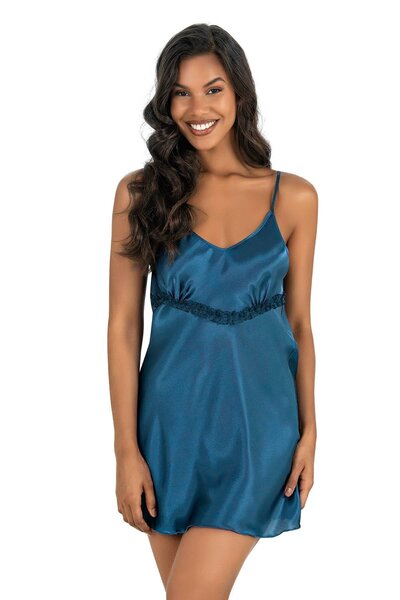 PRIMODA Μπλε κοντό σατέν νυχτικό 8206