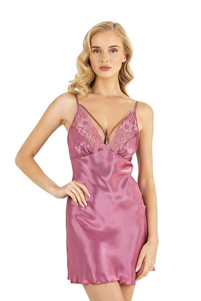 PRIMODA Dried Rose Short Satin Nightgown 8245