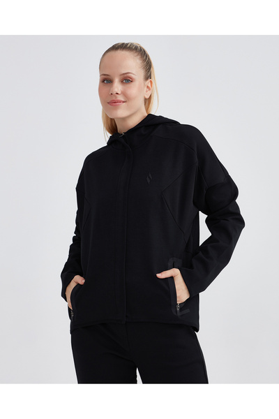 SKECHERS W 2XI-Lock Full Zip Hoodie Sweatshirt Kadın Siyah Fermuarlı Eşofman ...