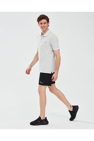 SKECHERS Ανδρικό γκρι μπλουζάκι με γιακά πόλο - Οργανικό μανίκι, μέγεθος M, κοντό μανίκι S241165-035