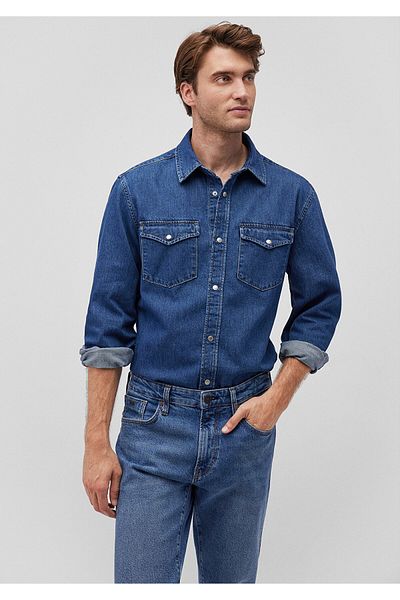 Mavi Тъмно индигова риза Slim Fit Denim - 0210909-87935