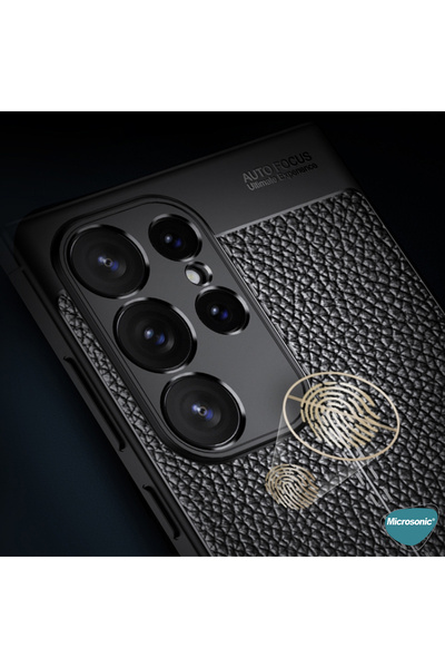 Microsonic Samsung Galaxy S24 FE Kılıf Deri Dokulu Silikon Siyah