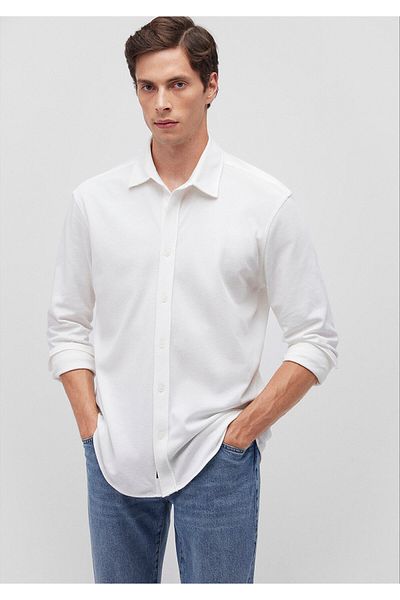 Mavi Λευκό πλεκτό πουκάμισο Slim Fit / Slim Fit 0211107 -620