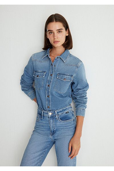Mavi Blaues Jeanshemd für Damen - M 1210819 -87754