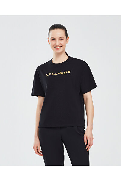 SKECHERS Γραφικό T-Shirt W κοντομάνικο γυναικείο μαύρο μπλουζάκι S241012-001