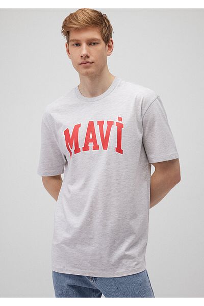Mavi Γκρι μπλουζάκι με τυπωμένο λογότυπο Loose Cut - 0611711 -85438