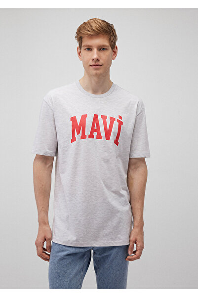 Mavi Logo Baskılı Gri Tişört Loose Fit / Bol Rahat Kesim 0611711-85438
