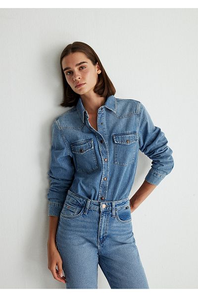 Mavi Blaues Jeanshemd für Damen - M 1210819 -87754
