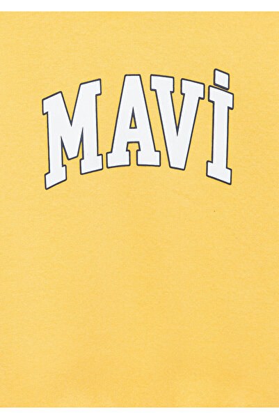 Mavi Logo Baskılı Kapüşonlu Sarı Sweatshirt 7610035-71377