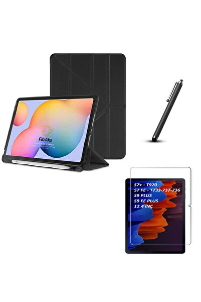 Fibaks Samsung Galaxy S9 Plus - S9 FE Plus 12.4 inch Kalem Bölmeli Kılıf Ekran Koruyucu Dokunmatik Kalem
