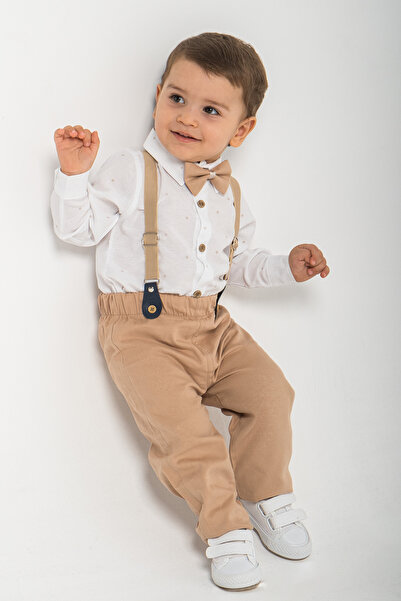 Mai Perla 1-5 Yaş 4 Parça Papyon ve Slopetli Takım Elbise Bebek Takımı