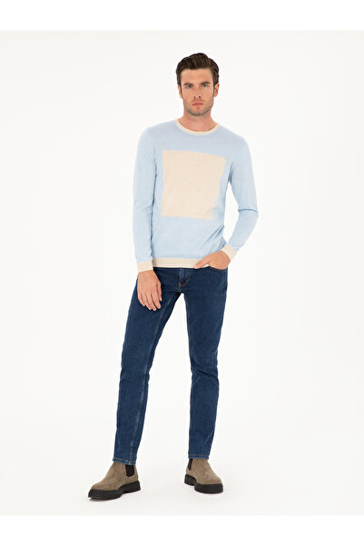 Cacharel Açık Mavi Slim Fit Yün Karışımlı Bisiklet Yaka Triko Kazak 50271747-VR003