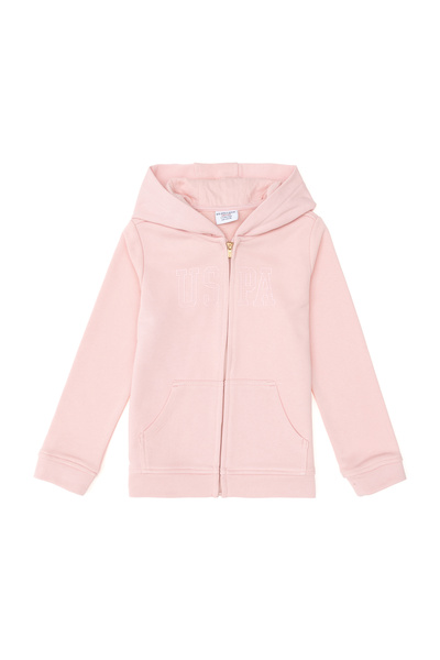 U.S. Polo Assn. Kız Çocuk Açık Pembe Kapüşonlu Basic Sweatshirt 50292507-VR050