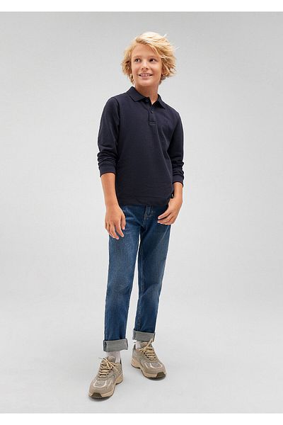 Mavi Tricou polo cu mânecă lungă, albastru bleumarin, cu o formă lejeră/cu o formă relaxată 6610215 -70490