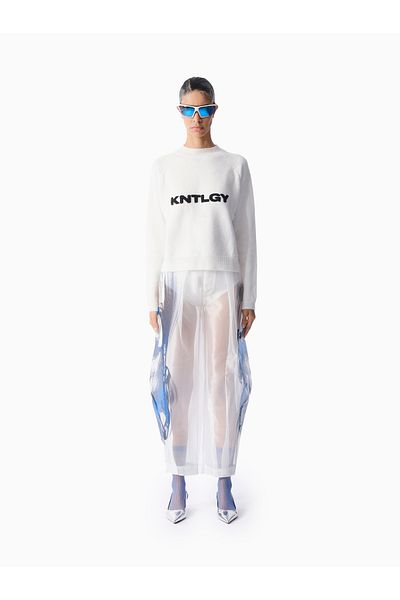 KNTLGY White Long Sleeve Crew Neck Logo Sweatshirt