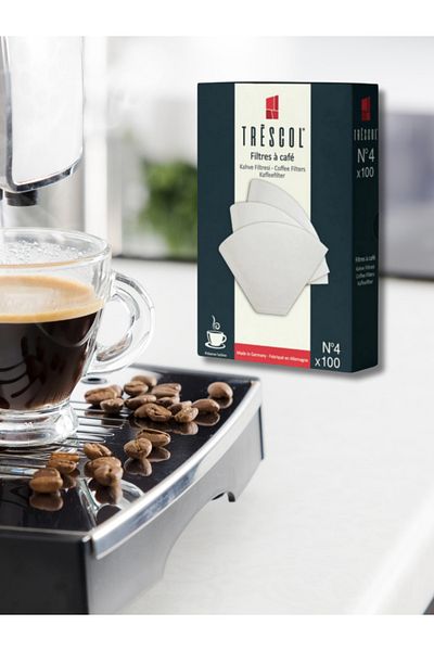 TRESCOL White Filter Coffee Paper - Size 4, 200 Pieces
