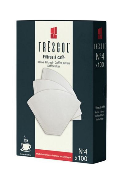 TRESCOL White Filter Coffee Paper - Size 4, 100 Pieces