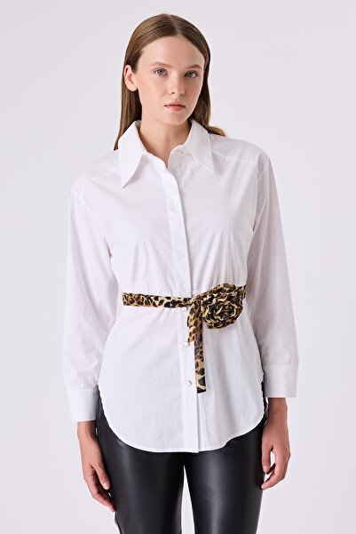 FEVER Leopar çicekli poplin gömlek