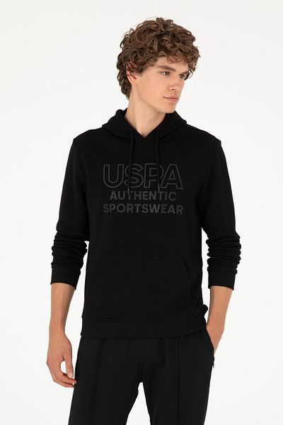 U.S. Polo Assn. Men's Regular Fit Hooded Black Sweatshirt 50293439 -Vr046