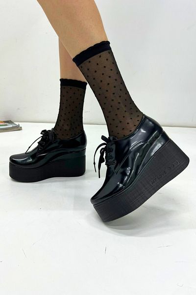 inizio Black Wedge Heel Women's Shoes V4213