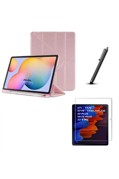 Fibaks Samsung Galaxy S9 Plus - S9 FE Plus 12.4 inch Kalem Bölmeli Kılıf Ekra...