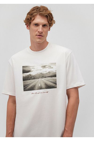 Mavi Λευκό εμπριμέ μπλουζάκι - Loose Fit 0612221 -70057