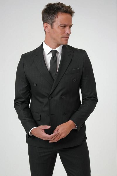 SÜVARİ Slim Fit Striped Crowace Suit Dress