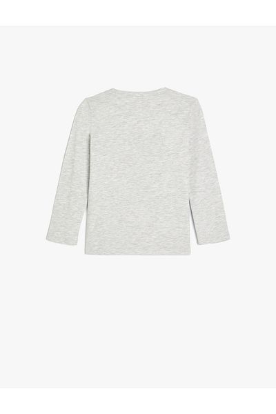 Koton Cotton Long Sleeve T-Shirt - Slogan Printed, Crew Neck