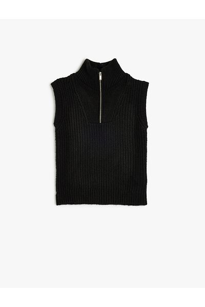 Koton Sleeveless Knitwear Sweater - Half Zip Collar