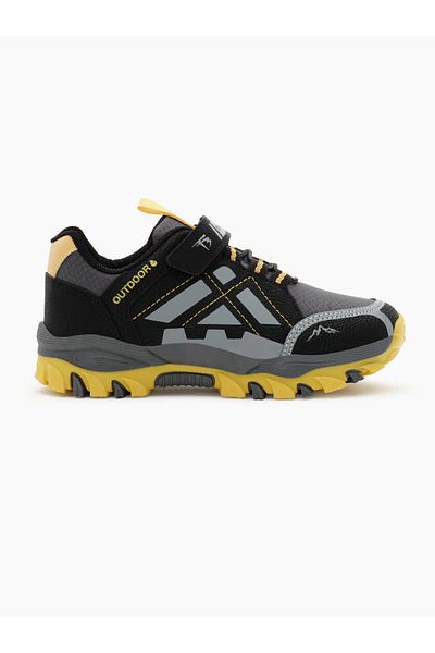 Tonny Black Geräucherte gelbe Unisex-Trekkingschuhe mit Thermosohle und wasserabweisendem Stoff und Klettverschluss für Kinder