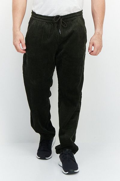 Esprit Men Relaxed Fit Textured Corduroy Pants, Dark Green