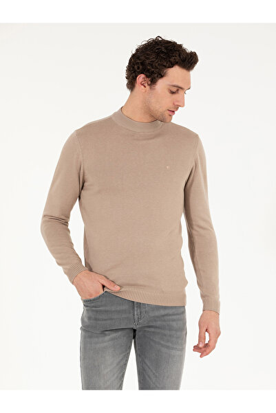 Cacharel Camel Regular Fit Çeyrek Balıkçı Yaka Basic Kazak 50260846-VR015