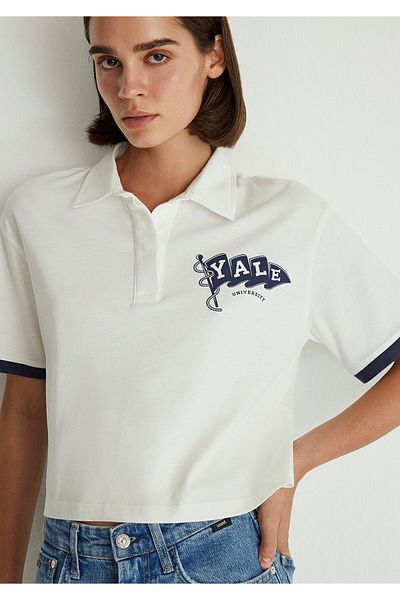Mavi Tricou alb cu imprimeu Yale, cu ajustare normală - 1612862 -70057