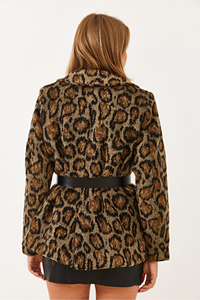 Bianco Lucci Dámská bunda s leopardím vzorem s podšívkou s páskem 60251831