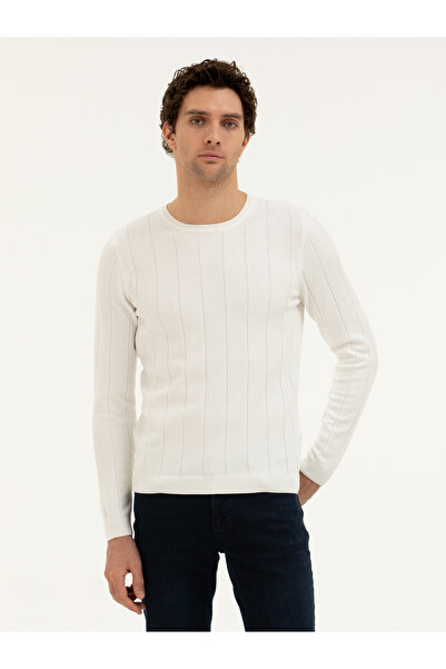 Cacharel Ecru Regular Fit Crew Neck Knitwear Sweater 50279607-Vr019