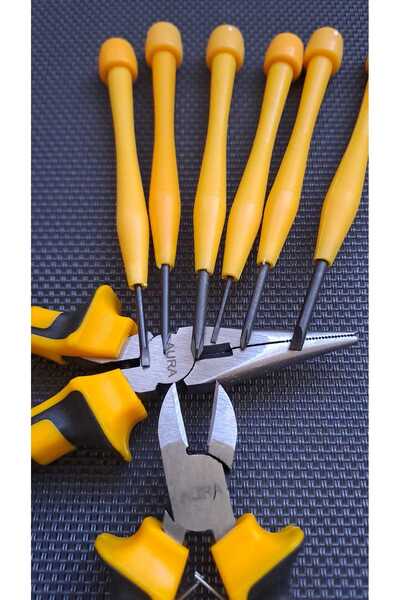 Depolife Mini garga burun Mini Yan Keski Pense 6 li Saatci Tornavida seti  Kargaburun düz yıldız tornavida