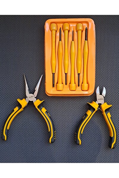 Depolife Mini garga burun Mini Yan Keski Pense 6 li Saatci Tornavida seti  Kargaburun düz yıldız tornavida